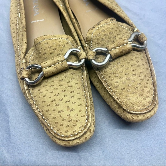Prada Women's Tan Textured Loafers - Picture 2 of 9